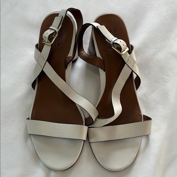 Naturalizer Arianna White Leather Block Heel Strappy Sandals - Picture 1 of 5